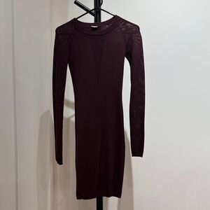 Wilfred Long-Sleeve Knit Bodycon Dress in Plum